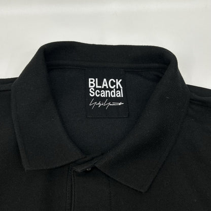 BLACK Scandal Yohji Yamamoto ブラックスキャンダルヨウジヤマモト HZ-T36-083 ブラック 鹿の子 スリーブロゴ刺繍半袖ポロシャツ トップス