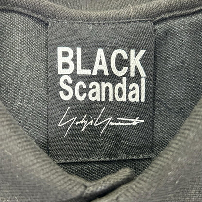 BLACK Scandal Yohji Yamamoto ブラックスキャンダルヨウジヤマモト HZ-T36-083 ブラック 鹿の子 ポケットロゴ刺繍半袖ポロシャツ トップス
