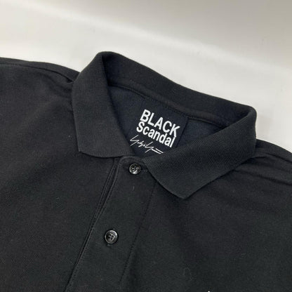 BLACK Scandal Yohji Yamamoto ブラックスキャンダルヨウジヤマモト HZ-T36-083 ブラック 鹿の子 ポケットロゴ刺繍半袖ポロシャツ トップス