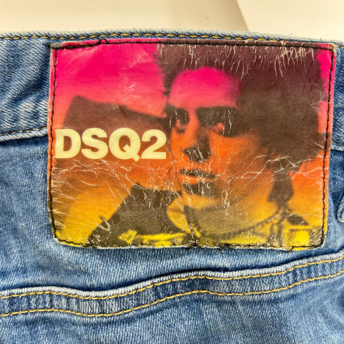 DSQUARED2 ディースクエアード 19年製 S74LB0517 インディゴブルー SKINNY DAN ダメージ ペイント加工 スキニー デニム パンツ ボトムス