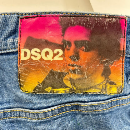 DSQUARED2 ディースクエアード 19年製 S74LB0517 インディゴブルー SKINNY DAN ダメージ ペイント加工 スキニー デニム パンツ ボトムス