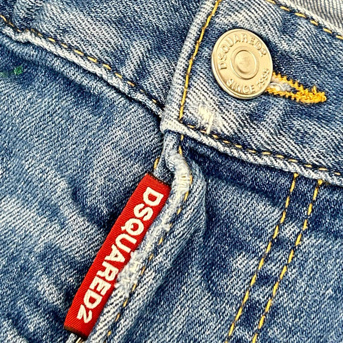 DSQUARED2 ディースクエアード 19年製 S74LB0517 インディゴブルー SKINNY DAN ダメージ ペイント加工 スキニー デニム パンツ ボトムス