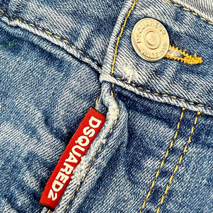 DSQUARED2 ディースクエアード 19年製 S74LB0517 インディゴブルー SKINNY DAN ダメージ ペイント加工 スキニー デニム パンツ ボトムス