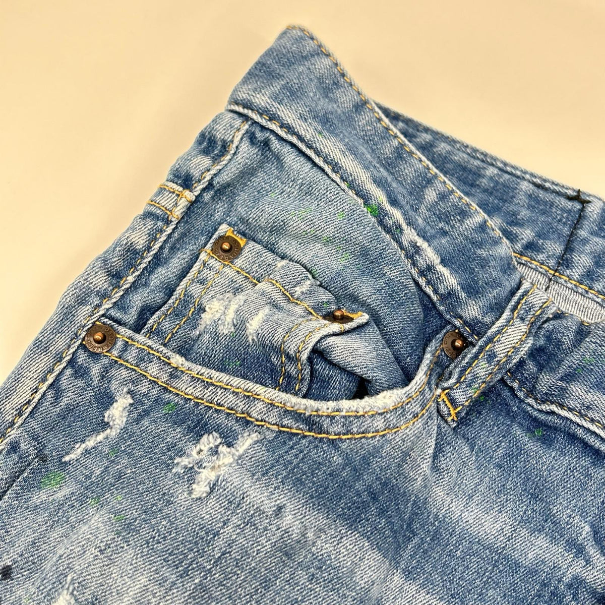 DSQUARED2 ディースクエアード 19年製 S74LB0517 インディゴブルー SKINNY DAN ダメージ ペイント加工 スキニー デニム パンツ ボトムス