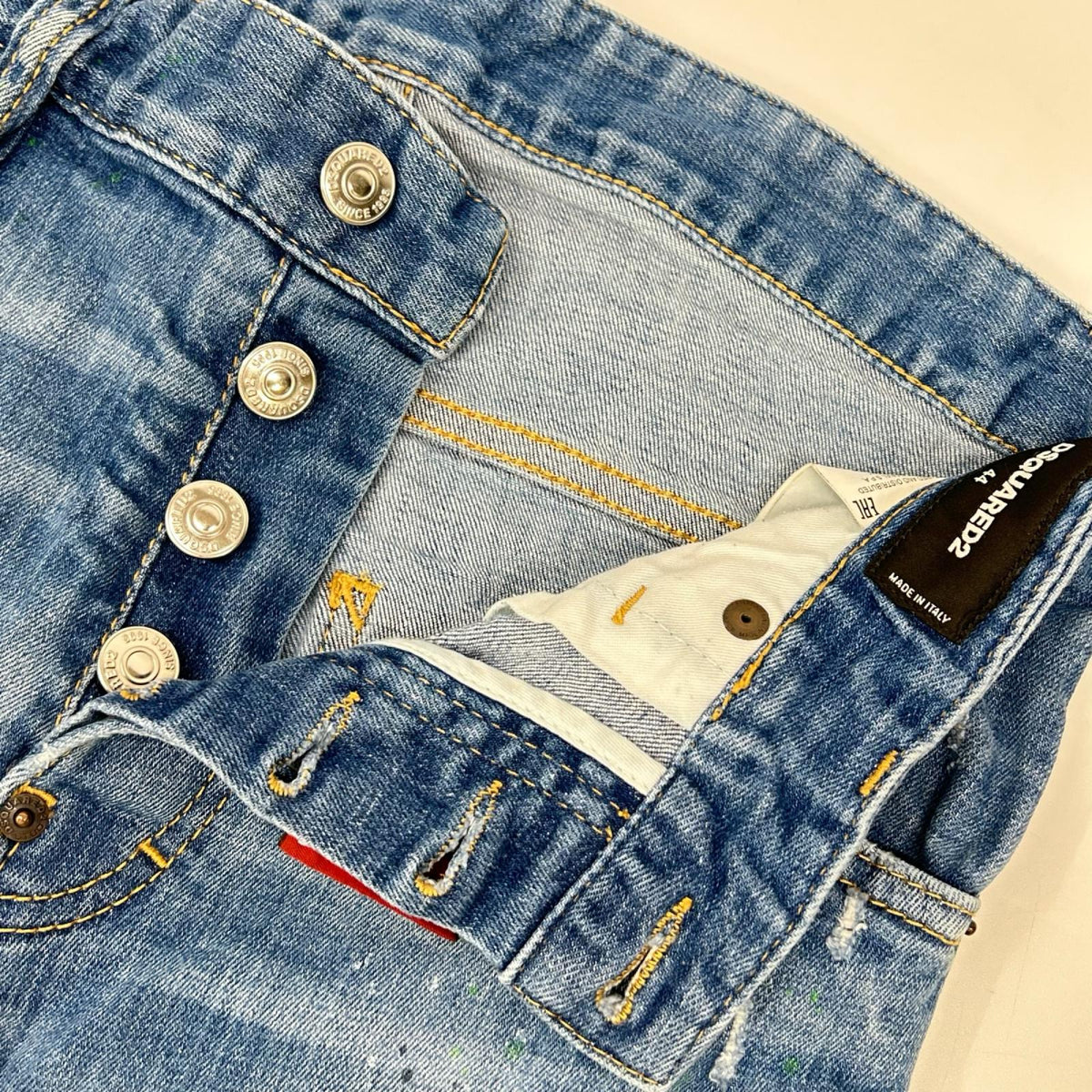 DSQUARED2 ディースクエアード 19年製 S74LB0517 インディゴブルー SKINNY DAN ダメージ ペイント加工 スキニー デニム パンツ ボトムス