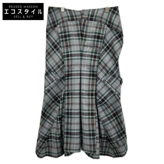 COMME des GARÇONS JUNYA WATANABE JQ-S020, 06SS, gray, 100% wool, tartan-check asymmetrical sarouel pants, bottoms