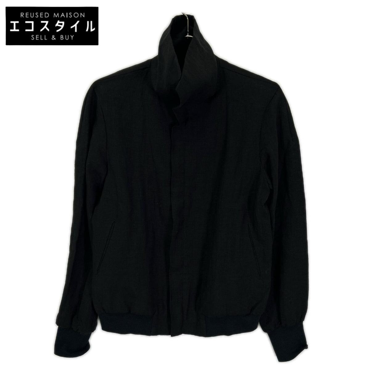 REGULATION Yohji Yamamoto レギュレーション ヨウジヤマモト FI-J53-301 ブラック リネン100 ハイネックジップアップブルゾン ジャケット ジャケット