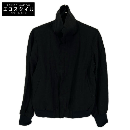 REGULATION Yohji Yamamoto レギュレーション ヨウジヤマモト FI-J53-301 ブラック リネン100 ハイネックジップアップブルゾン ジャケット ジャケット