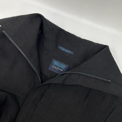 REGULATION Yohji Yamamoto レギュレーション ヨウジヤマモト FI-J53-301 ブラック リネン100 ハイネックジップアップブルゾン ジャケット ジャケット