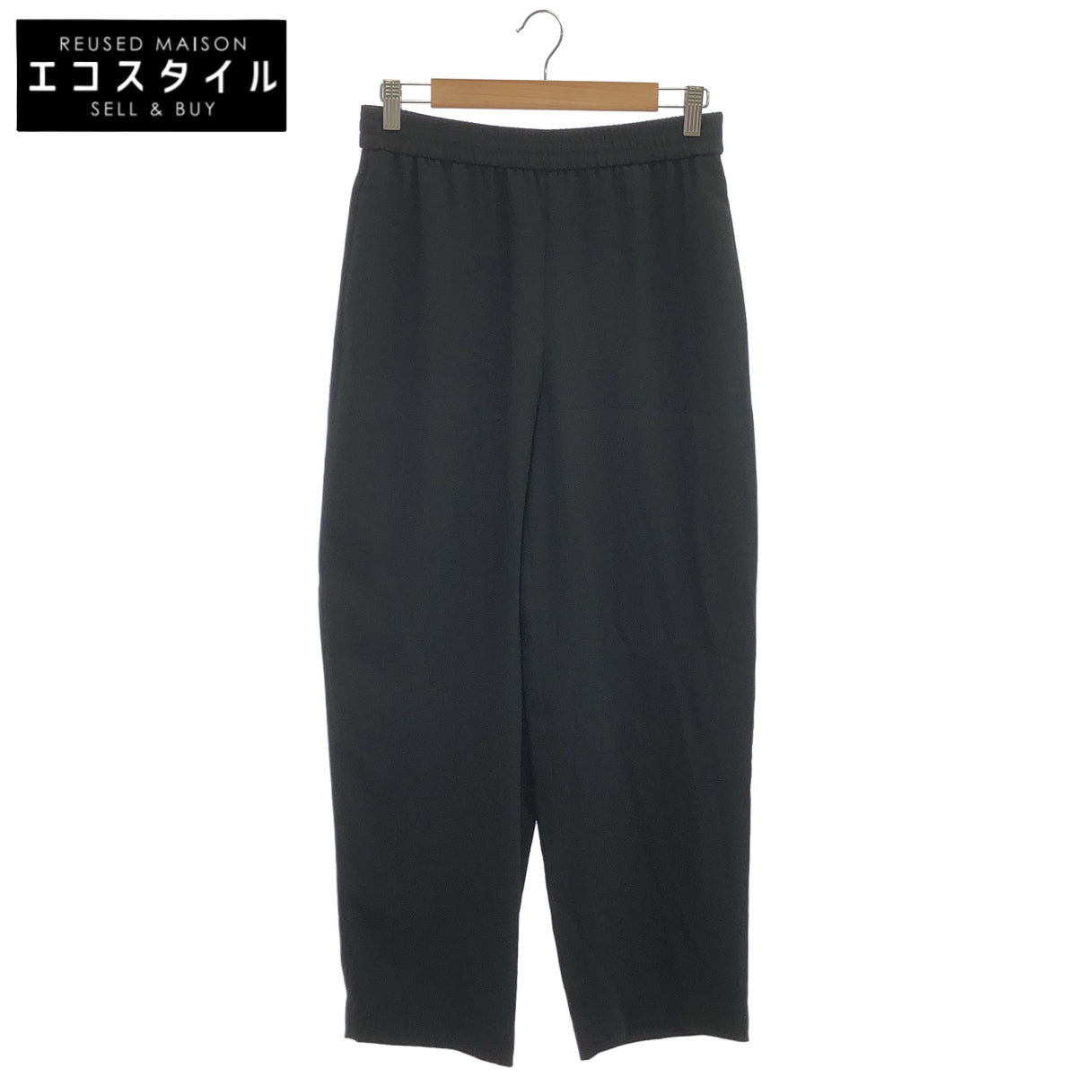 Theory セオリー 25SS ブラック Satin Crepe Straight Pull On パンツ ボトムス