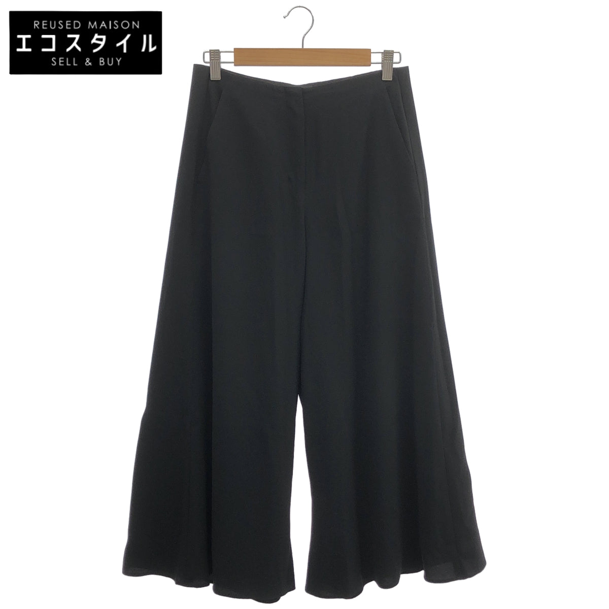 Theory セオリー 25SS ブラック SATIN CREPE WIDE サテンクレープワイドパンツ ボトムス