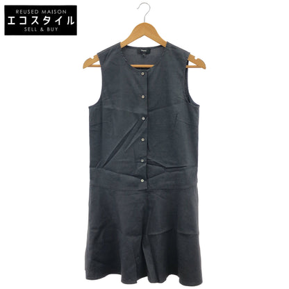 Theory セオリー 25SS チャコール ノースリーブ グッドクランチウォッシュボリュームミニドレス トップス