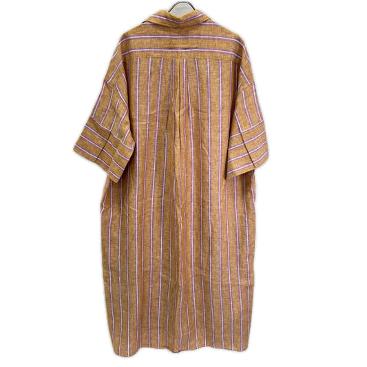 TICCA ティッカ オレンジ マルチストライプ スキッパーシャツワンピース ワンピース