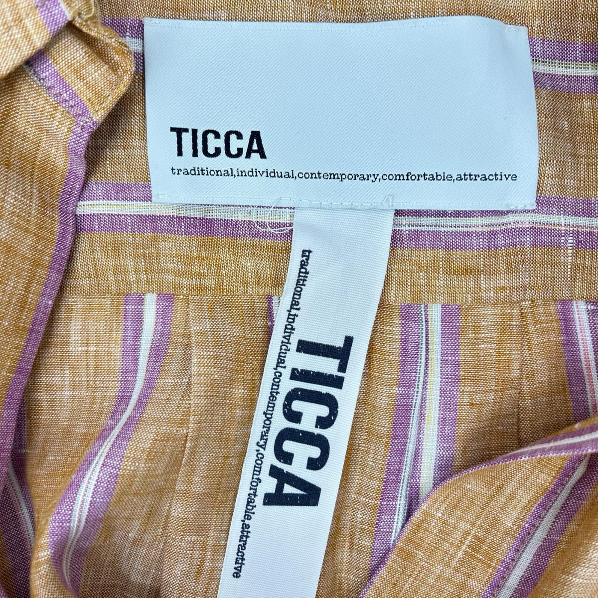 TICCA ティッカ オレンジ マルチストライプ スキッパーシャツワンピース ワンピース