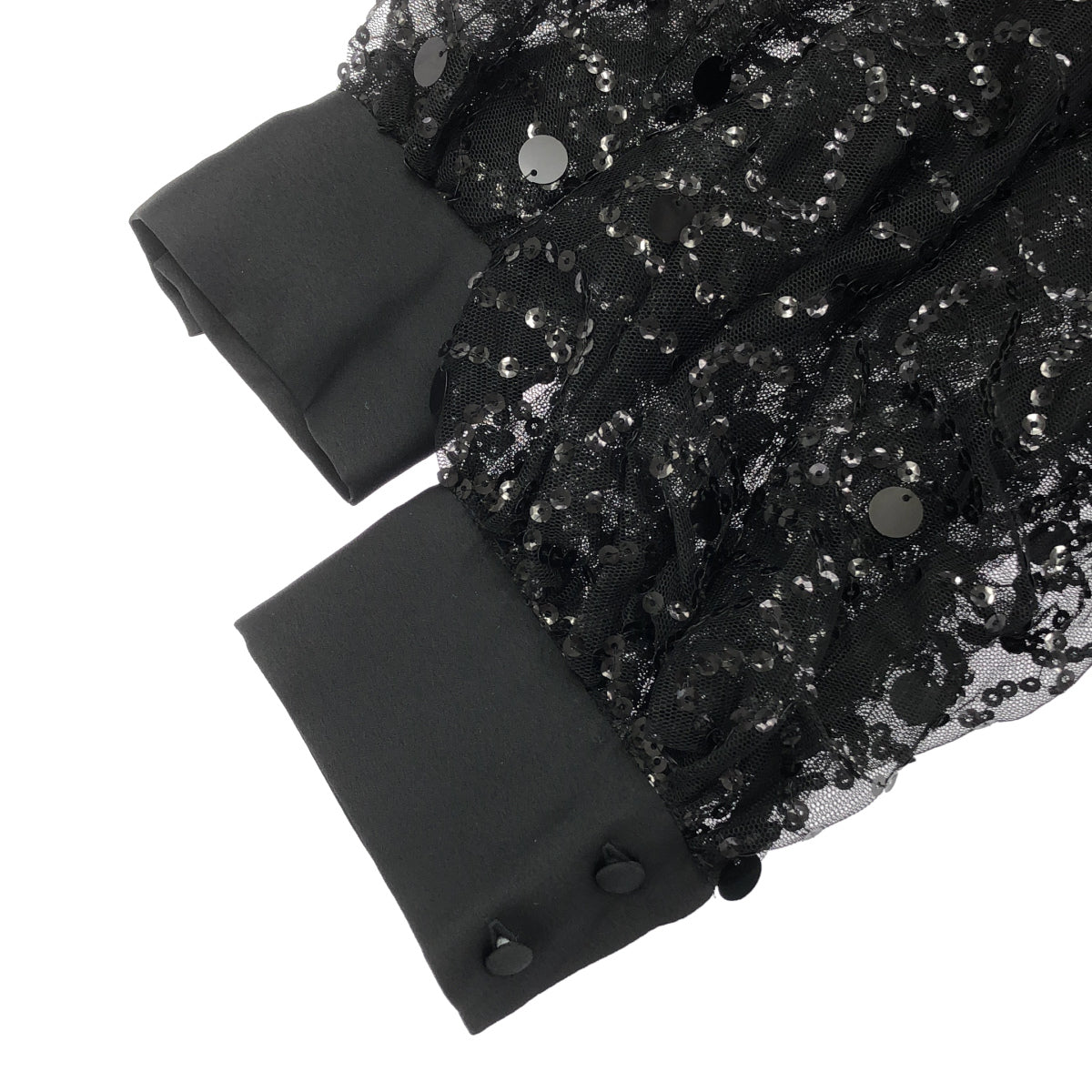 Diagram ダイアグラム ブラック ボリュームスリーブ スパンコールチュールトップ トップス