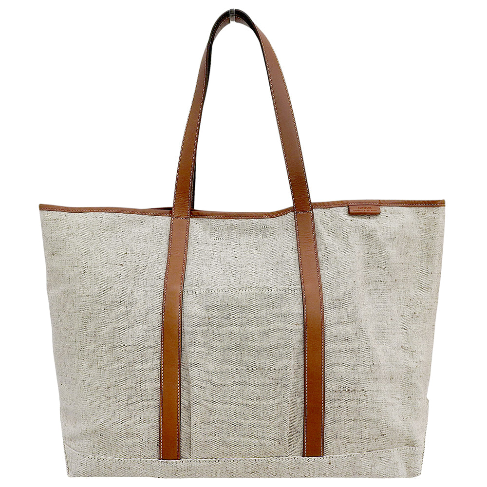 SLOW スロウ 美品 コットンブレンド/カーフ Cruiser-Tote Bag L トートバッグ メンズ ベージュ×ブラウン 858S98S トートバッグ