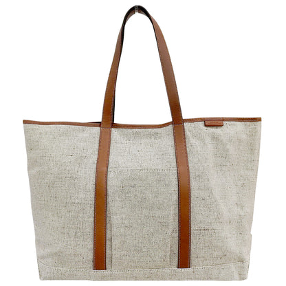 SLOW スロウ 美品 コットンブレンド/カーフ Cruiser-Tote Bag L トートバッグ メンズ ベージュ×ブラウン 858S98S トートバッグ