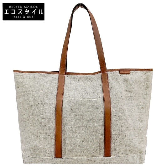 SLOW スロウ 美品 コットンブレンド/カーフ Cruiser-Tote Bag L トートバッグ メンズ ベージュ×ブラウン 858S98S トートバッグ