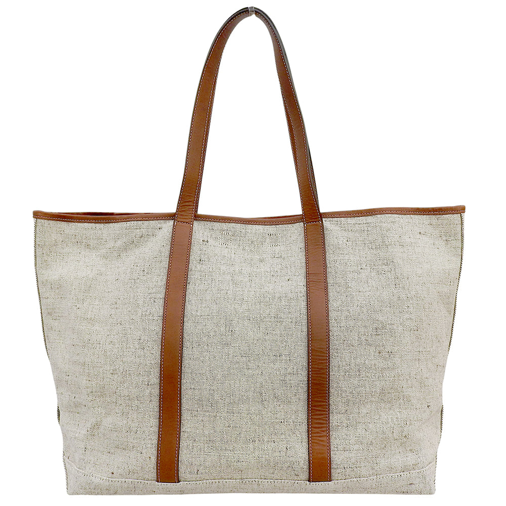 SLOW スロウ 美品 コットンブレンド/カーフ Cruiser-Tote Bag L トートバッグ メンズ ベージュ×ブラウン 858S98S トートバッグ
