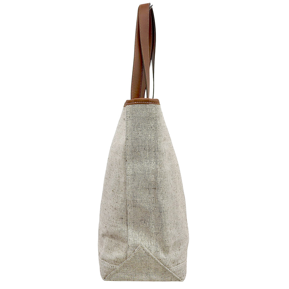 SLOW スロウ 美品 コットンブレンド/カーフ Cruiser-Tote Bag L トートバッグ メンズ ベージュ×ブラウン 858S98S トートバッグ