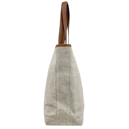 SLOW スロウ 美品 コットンブレンド/カーフ Cruiser-Tote Bag L トートバッグ メンズ ベージュ×ブラウン 858S98S トートバッグ