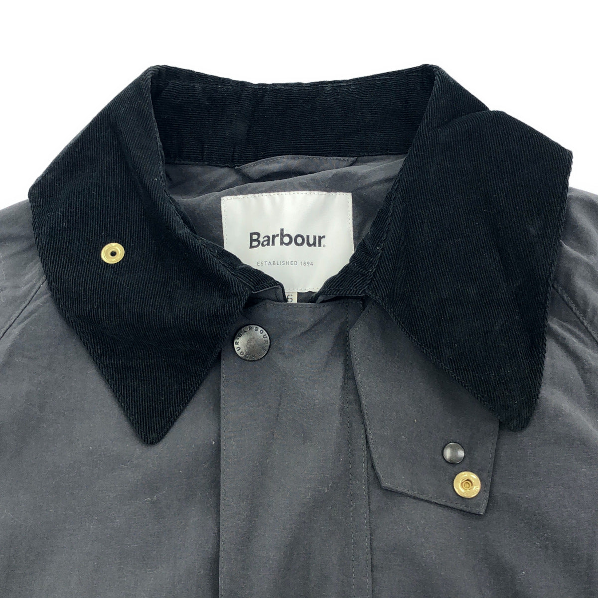 Barbour バブアー 2201243 グレー ナイロン 襟コーデュロイ ステンカラーコート トップス