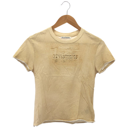 ACNE STUDIOS アクネ ストゥディオズ 25FW FN-WN-TSHI000773 ライトベージュ コットン スタンプロゴ ショートスリーブカットソー トップス