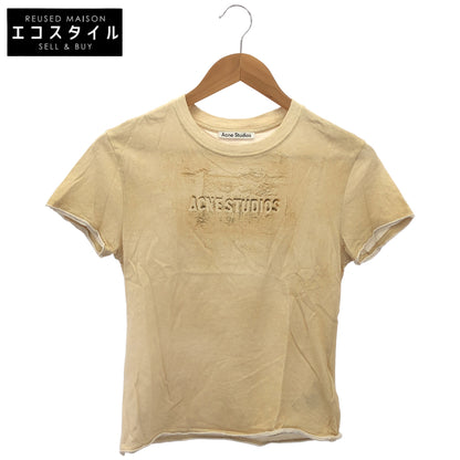 ACNE STUDIOS アクネ ストゥディオズ 25FW FN-WN-TSHI000773 ライトベージュ コットン スタンプロゴ ショートスリーブカットソー トップス