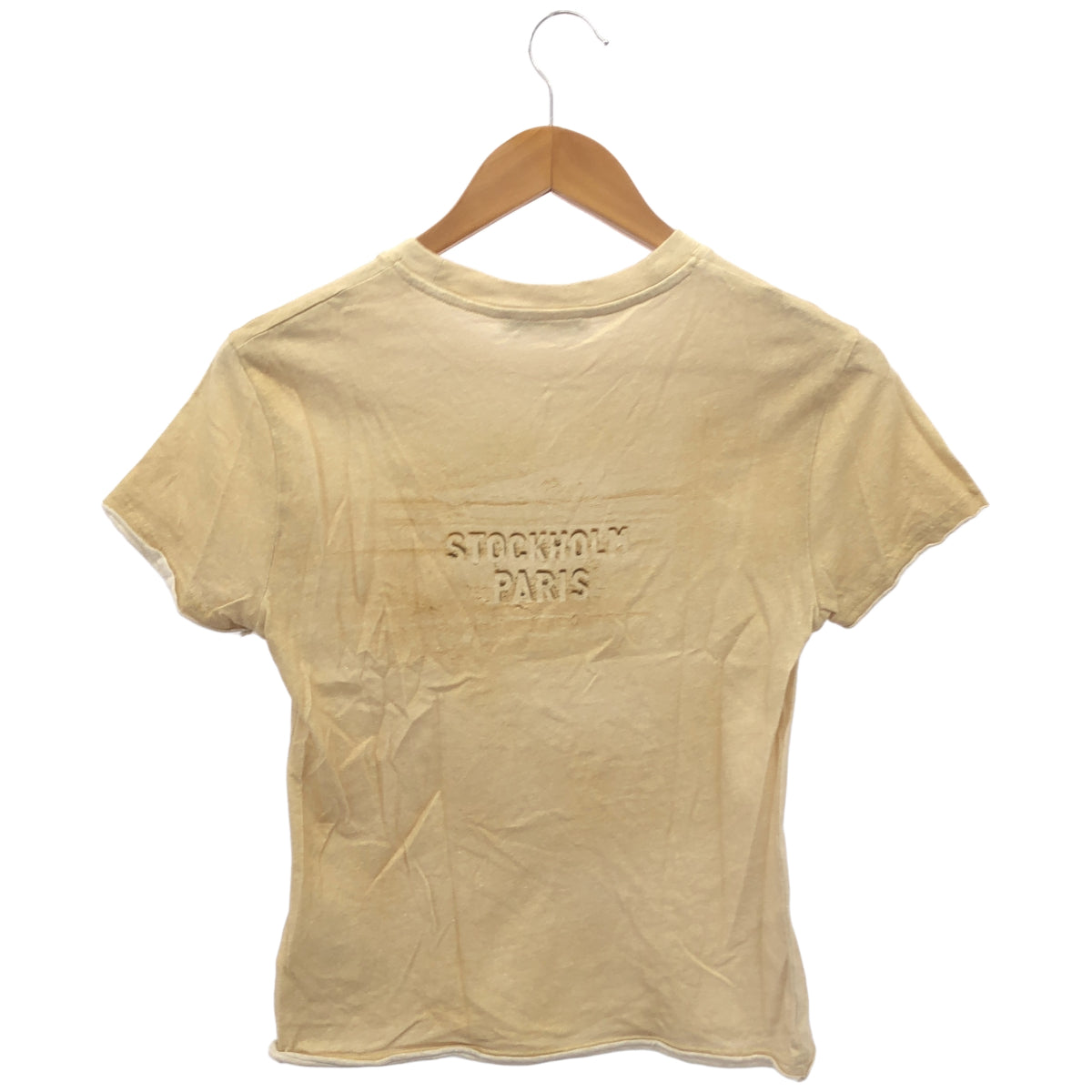 ACNE STUDIOS アクネ ストゥディオズ 25FW FN-WN-TSHI000773 ライトベージュ コットン スタンプロゴ ショートスリーブカットソー トップス