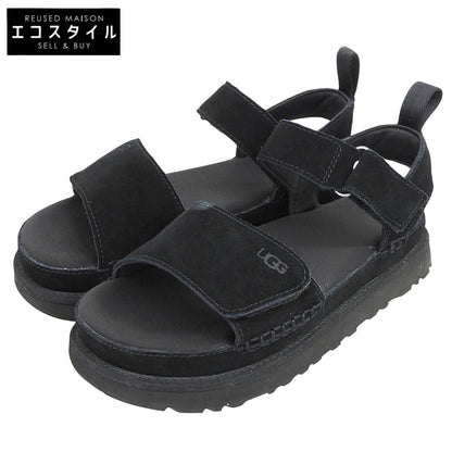 UGG アグ 美品 スエード GOLDENSTAR ゴールデンスター ストラップ プラットフォーム サンダル レディース ブラック 24cm 1136783 シューズ