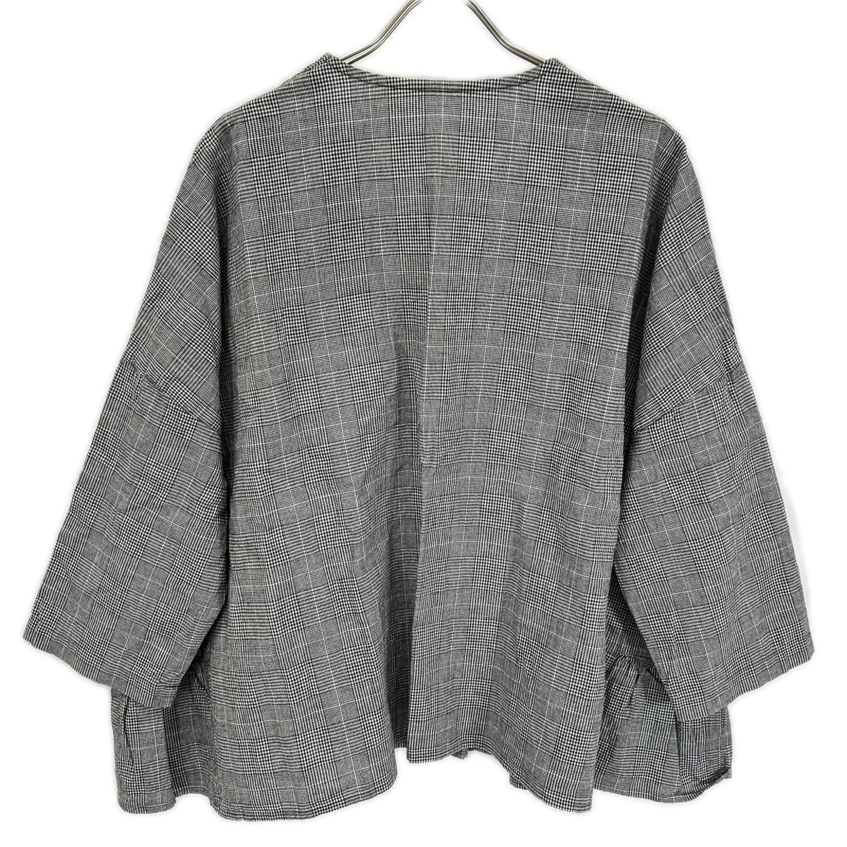 nest Robe ネストローブ 26SS 01262-1192 グレー コットンリネン グレンチェックフリルブラウス トップス