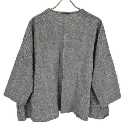 nest Robe ネストローブ 26SS 01262-1192 グレー コットンリネン グレンチェックフリルブラウス トップス