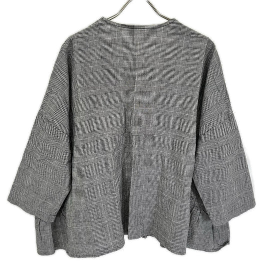 nest Robe ネストローブ 26SS 01262-1192 グレー コットンリネン グレンチェックフリルブラウス トップス