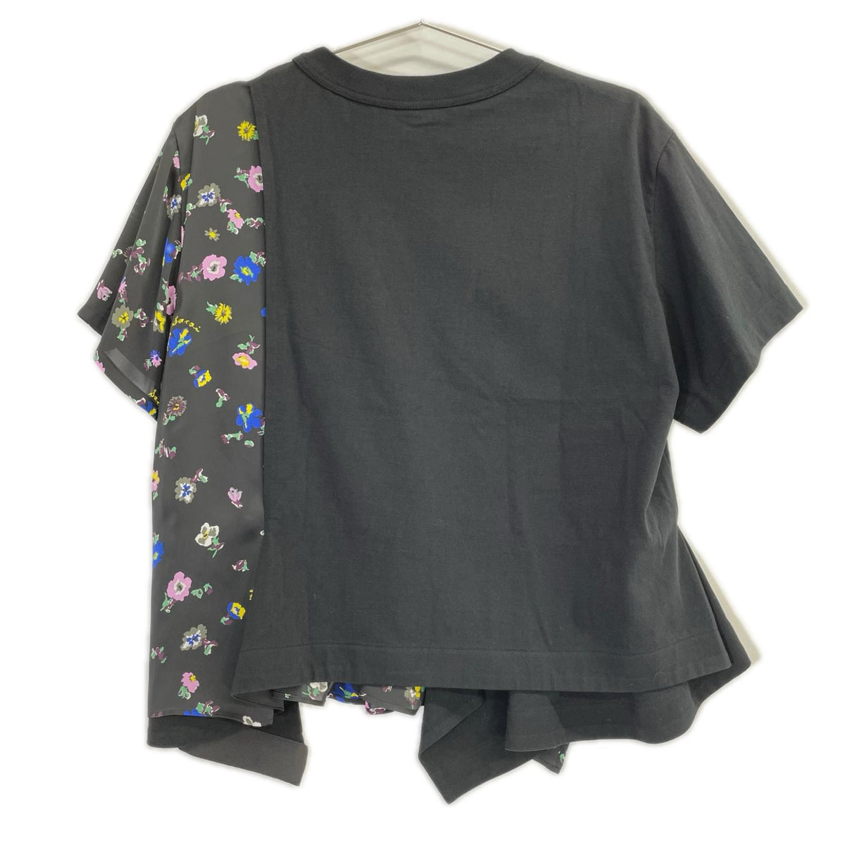sacai サカイ 26SS 26-08389 ブラック コットン フローラルプリント ドッキングパネルカットソー トップス