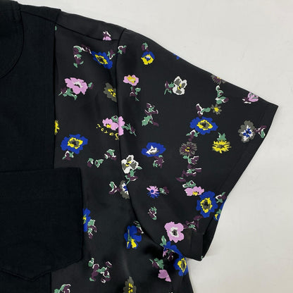 sacai サカイ 26SS 26-08389 ブラック コットン フローラルプリント ドッキングパネルカットソー トップス