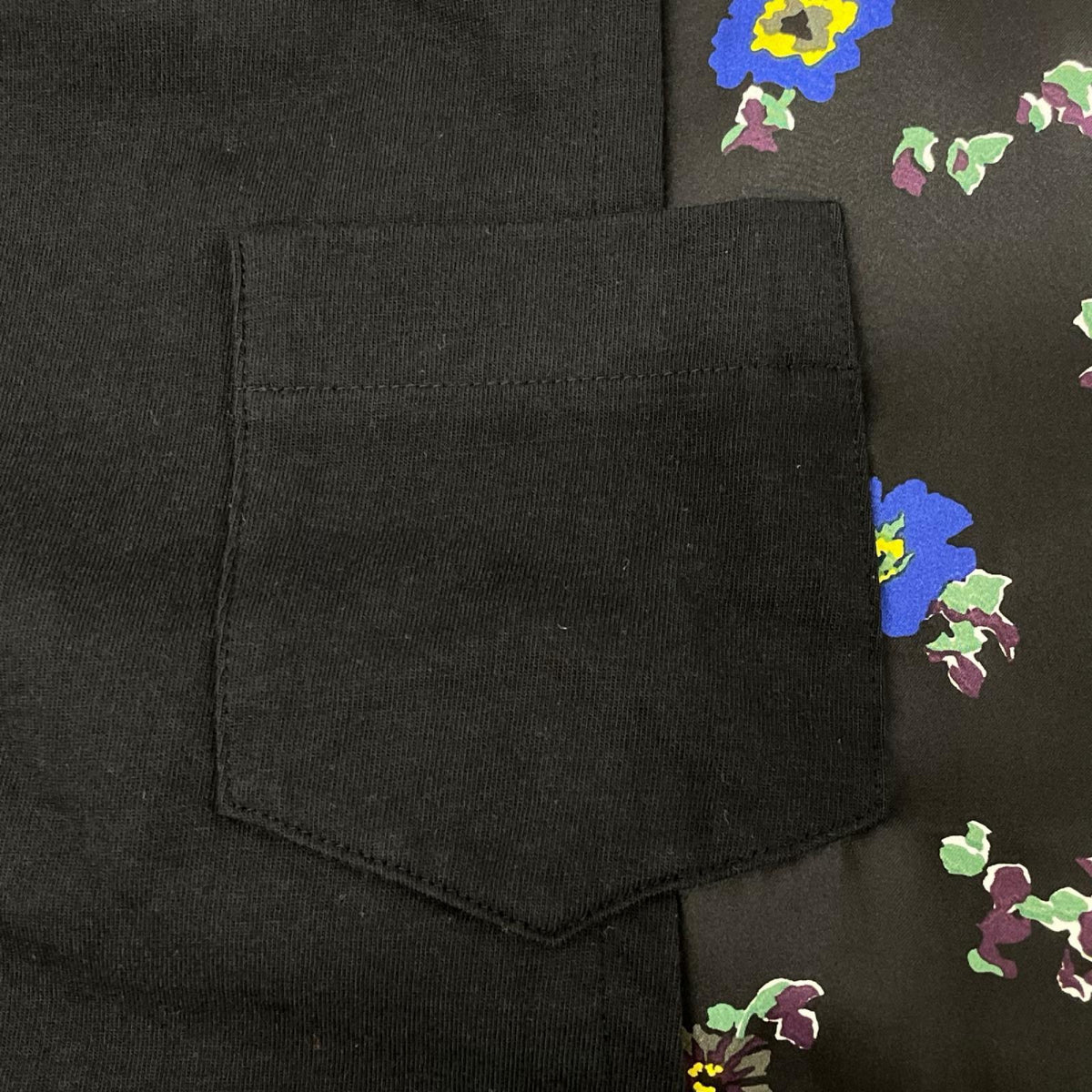 sacai サカイ 26SS 26-08389 ブラック コットン フローラルプリント ドッキングパネルカットソー トップス