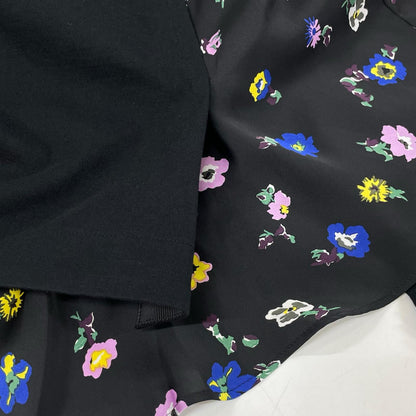 sacai サカイ 26SS 26-08389 ブラック コットン フローラルプリント ドッキングパネルカットソー トップス