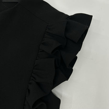 YOKOCHAN ヨーコチャン YCD-124-913 24SS ブラック ラッフルスリーブパールスリットラインドレス ワンピース