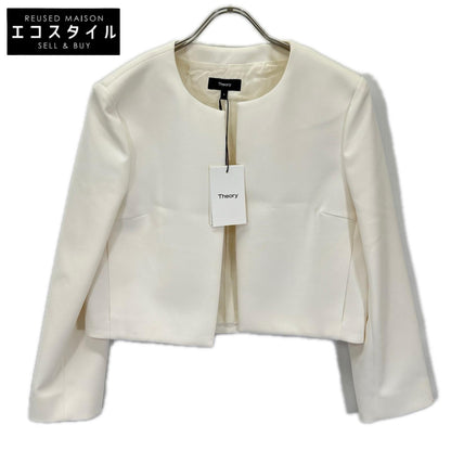 Theory セオリー 01-4104103 24SS ホワイト TAILOR CREPE CL TAILOR JKT ノーカラージャケット ジャケット