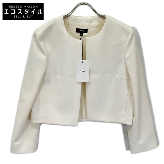 Theory セオリー 01-4104103 24SS ホワイト TAILOR CREPE CL TAILOR JKT ノーカラージャケット ジャケット