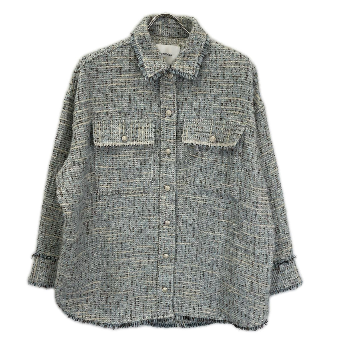 MARMORS マルモア 24AW ブルー tweed fringe shirt シャツ トップス