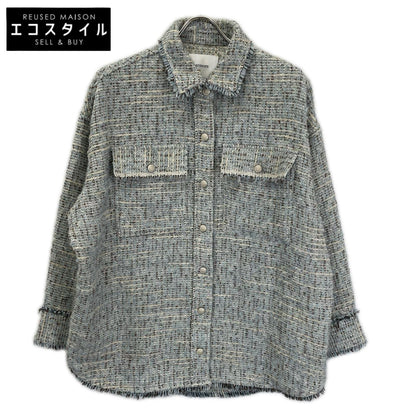 MARMORS マルモア 24AW ブルー tweed fringe shirt シャツ トップス