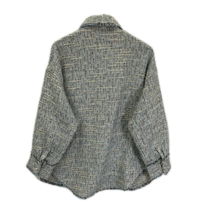 MARMORS マルモア 24AW ブルー tweed fringe shirt シャツ トップス