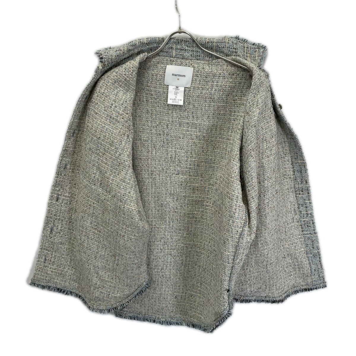 MARMORS マルモア 24AW ブルー tweed fringe shirt シャツ トップス