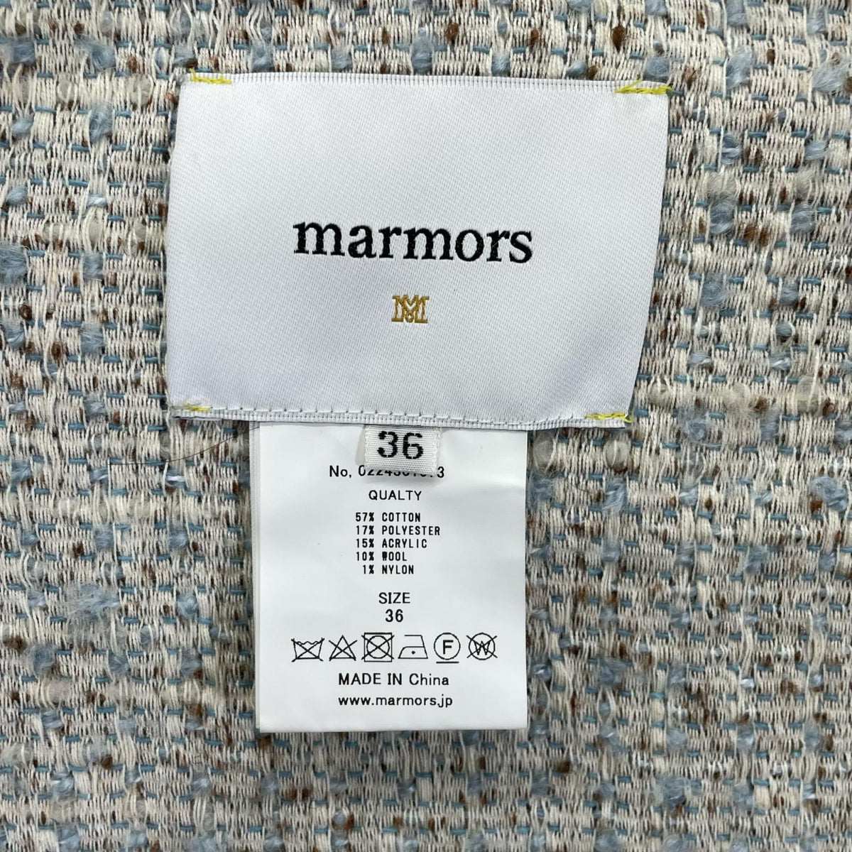 MARMORS マルモア 24AW ブルー tweed fringe shirt シャツ トップス