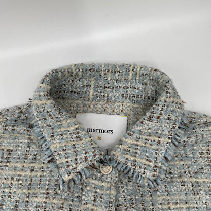 MARMORS マルモア 24AW ブルー tweed fringe shirt シャツ トップス