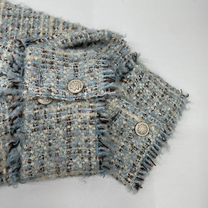 MARMORS マルモア 24AW ブルー tweed fringe shirt シャツ トップス