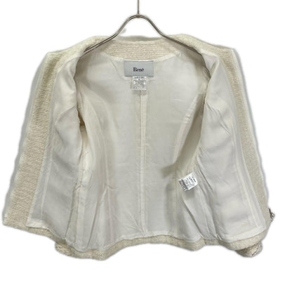 Rene ルネ 6343020 23AW アイボリー ツイードノーカラージャケット ジャケット
