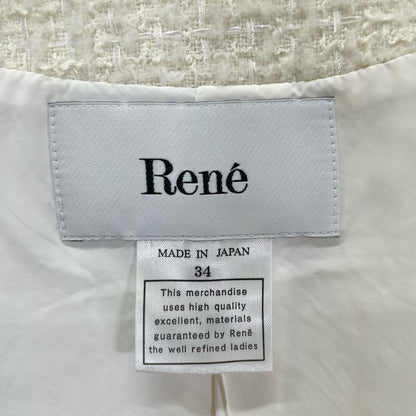 Rene ルネ 6343020 23AW アイボリー ツイードノーカラージャケット ジャケット