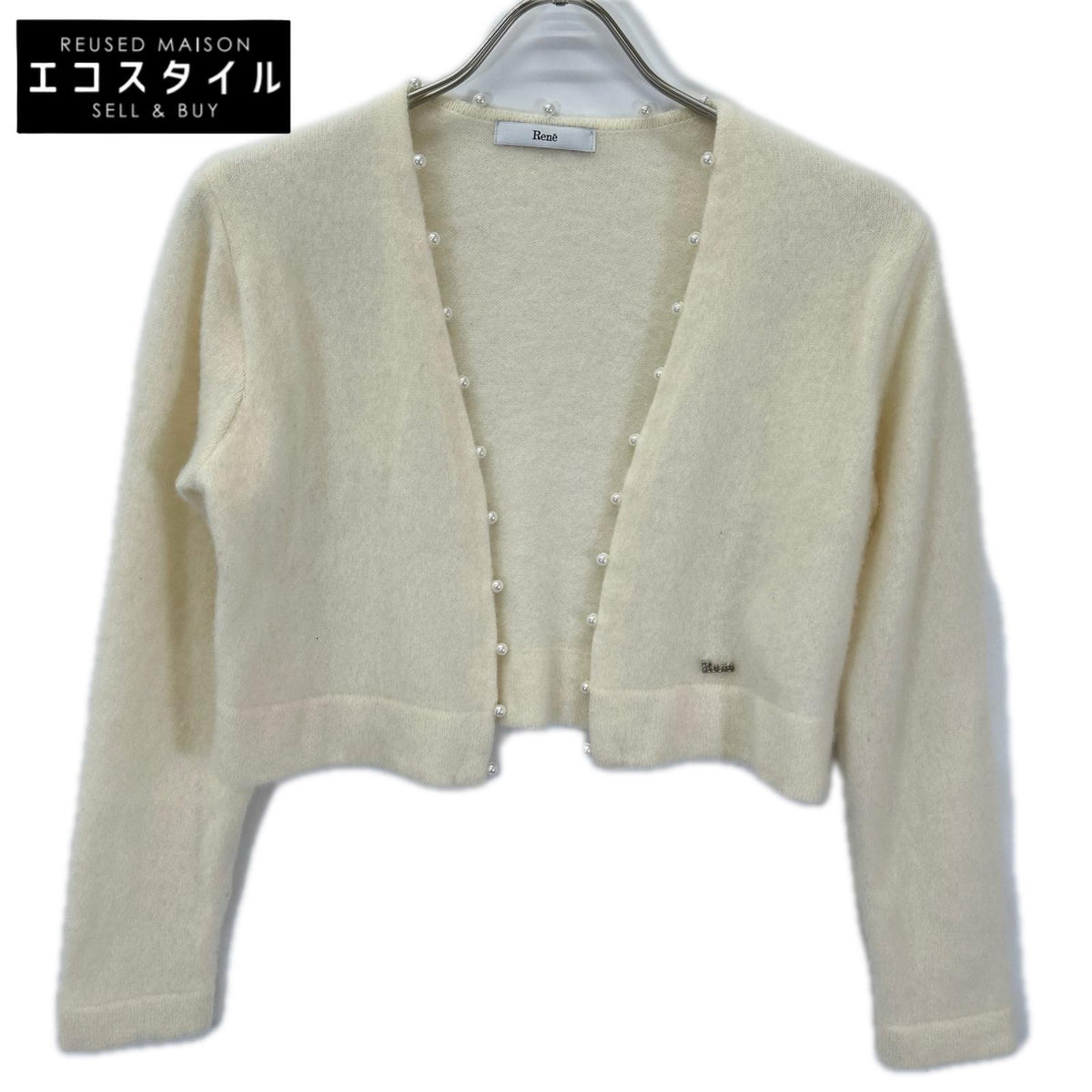 Rene ルネ 6242461 22AW アイボリー カシミヤ100 パールニットカーディガン トップス